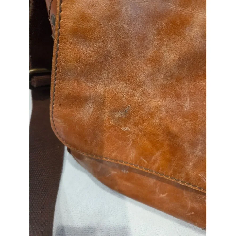 Vintage Leather Fossil Brand Messenger Bag Distressed Laptop Bag Brown